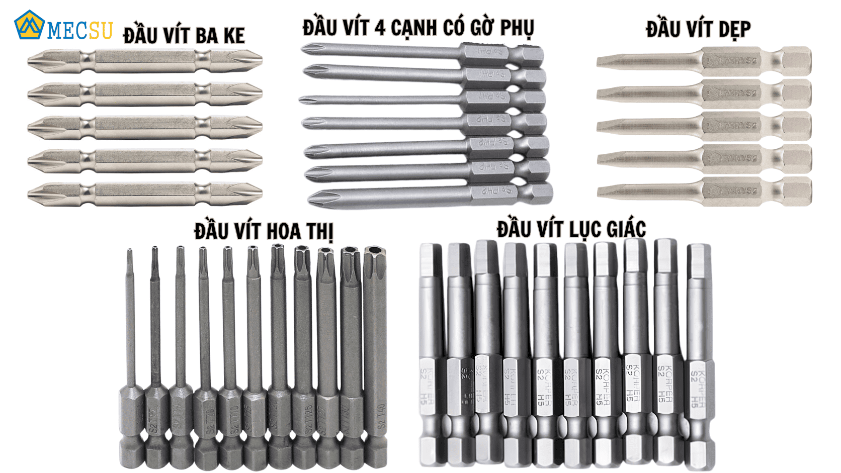 Bộ 5 loại đầu vít